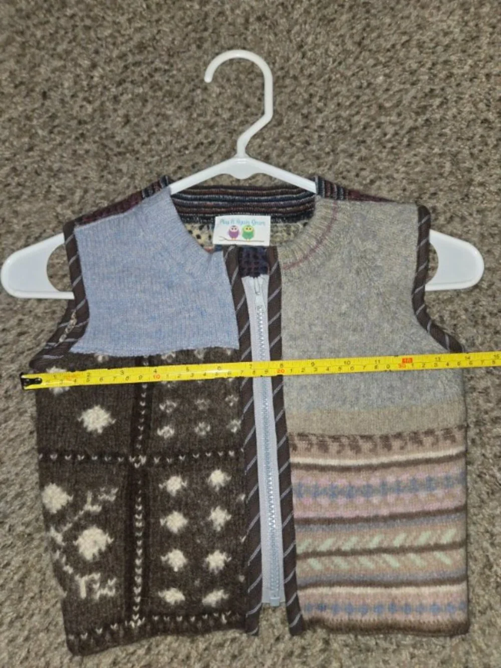 Play It Again Gram Upcycled Wool Patchwork Vest Toddler Kids Cozy Cottagecore 2T